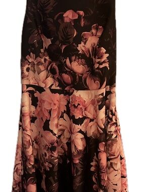 Eliza J Navy Fit and Flare with Pink Floral Print